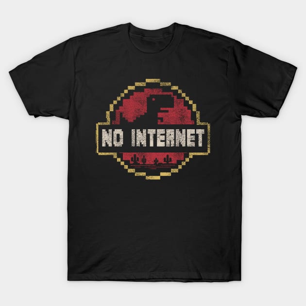 Vintage Pixel T-Rex T Shirt Funny No Internet Connection T Rex shirt T-Shirt by Dailygrind